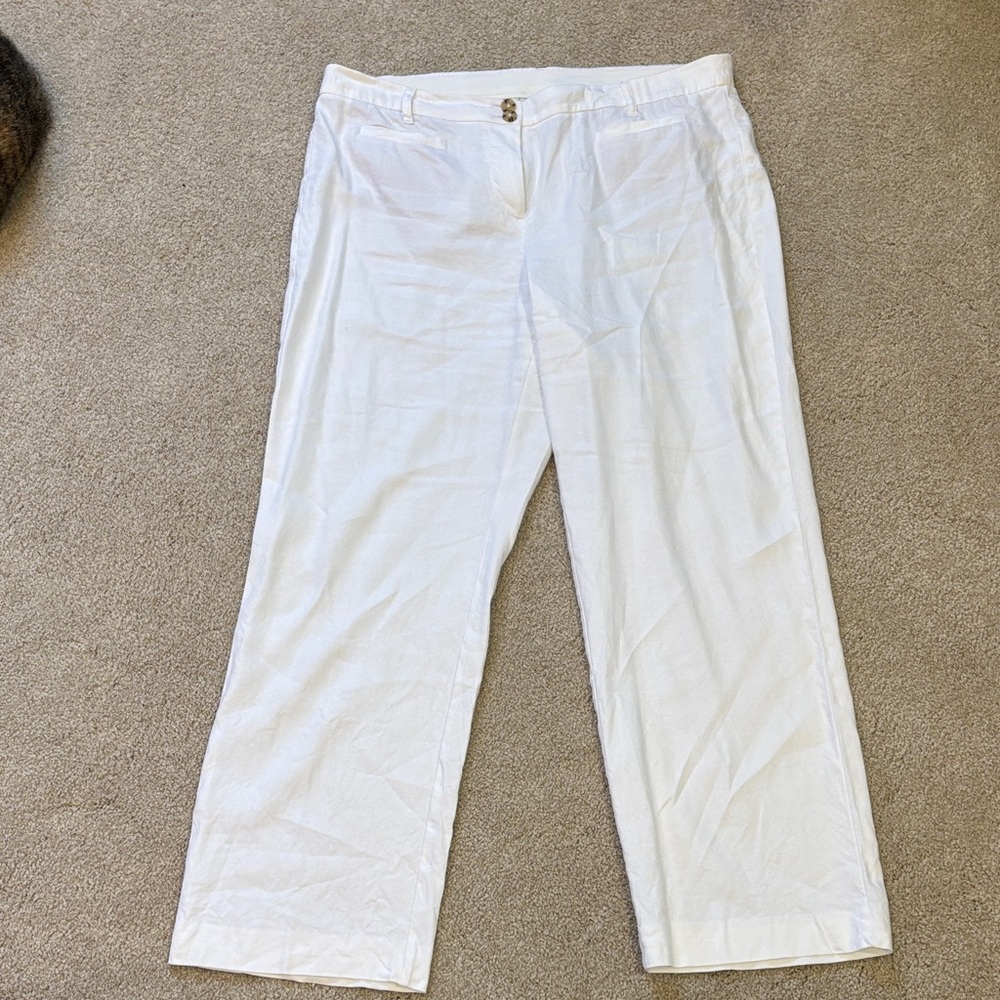 J. Jill Women's Bright White Linen Stretch Pants